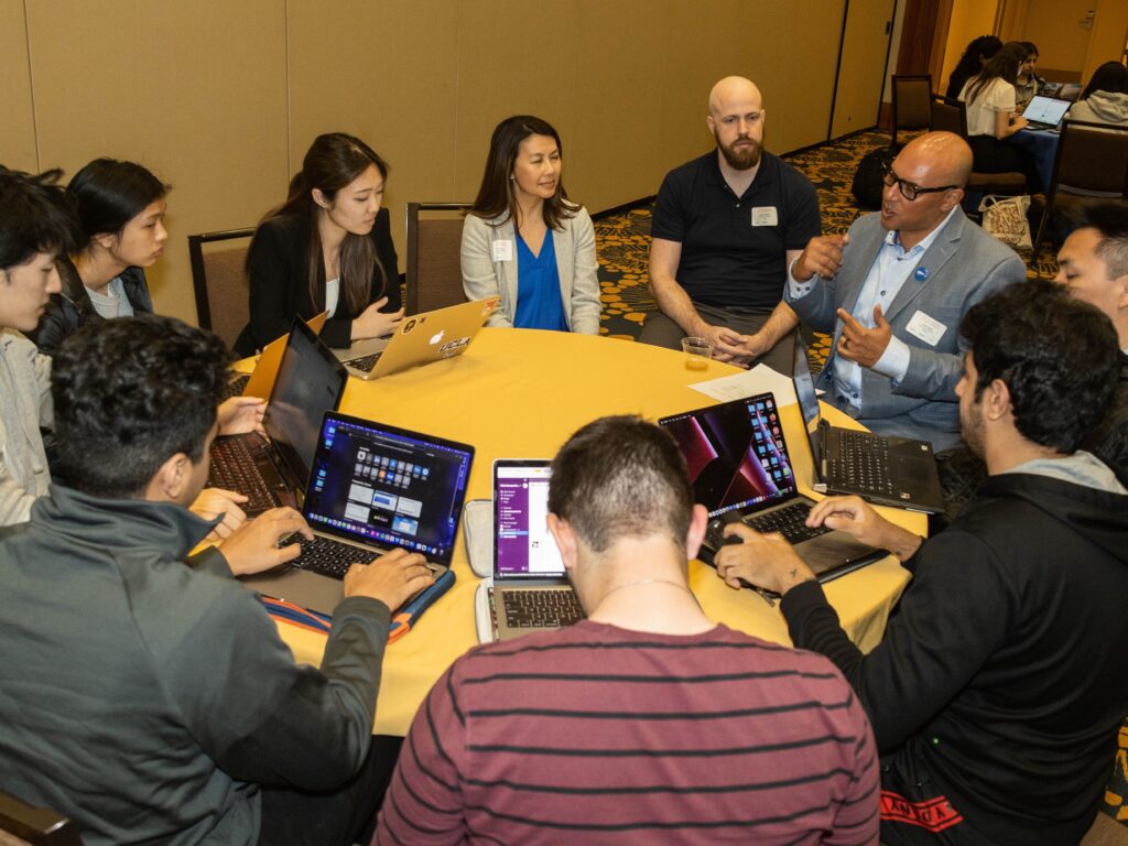 Spring 2023 Innovation Challenge student team meeting with AWS & Slalom industry leaders